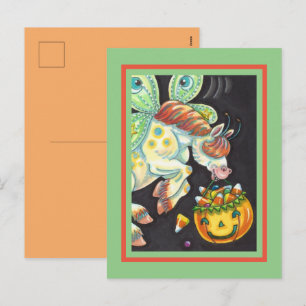 HALLOWEEN FLYING HORSE CANDY CORN FEIERTAGSPOSTKARTE