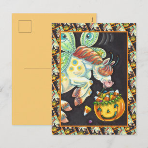 HALLOWEEN FLYING HORSE CANDY CORN FEIERTAGSPOSTKARTE