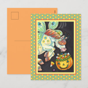 HALLOWEEN FLYING HORSE CANDY CORN FEIERTAGSPOSTKARTE