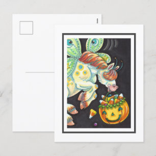 HALLOWEEN FLYING HORSE CANDY CORN FEIERTAGSPOSTKARTE