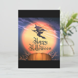 Halloween Flying Witch Broom Pumpkin Einladung