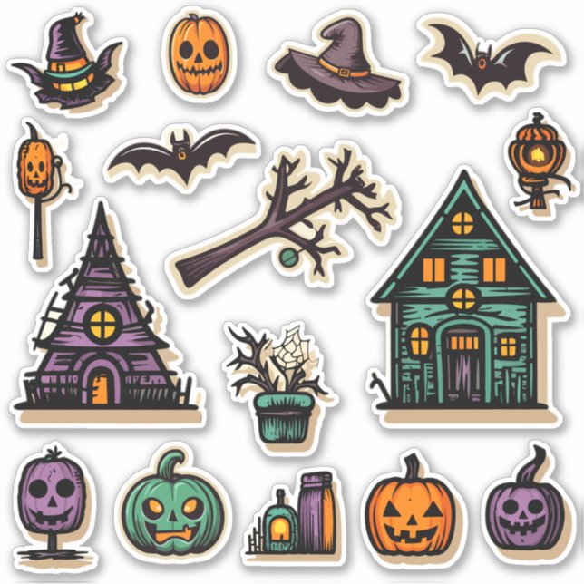 Halloween Folk Art Stickers Aufkleber (Vorderseite)