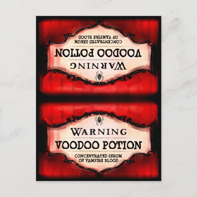 Halloween Food & Beverage Zelt Card - Red Black Postkarte (Vorderseite)