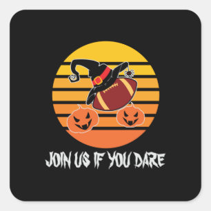 Halloween Football Halloween Witch Hat Pumpkin Quadratischer Aufkleber