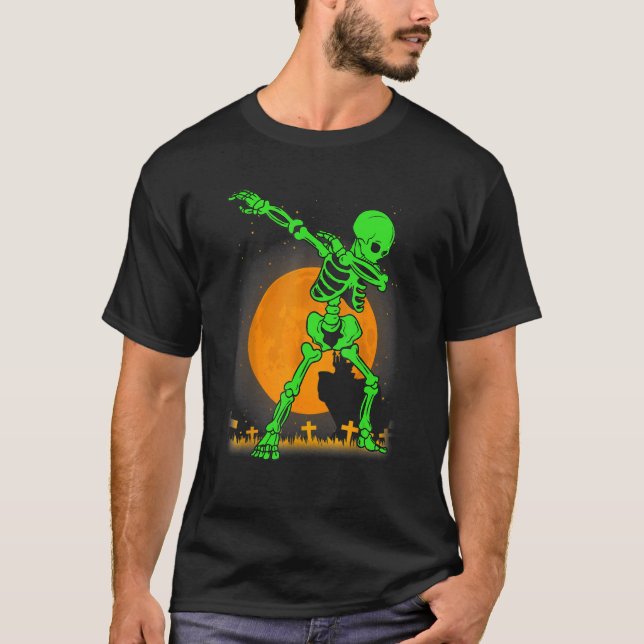 Halloween  For Boys Kids Girl Dabbing Skeleton Cos T-Shirt (Vorderseite)