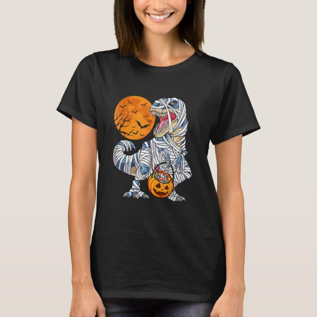 Halloween  For Boys Men Dinosaur Rex Mummy Pumpkin T-Shirt (Vorderseite)