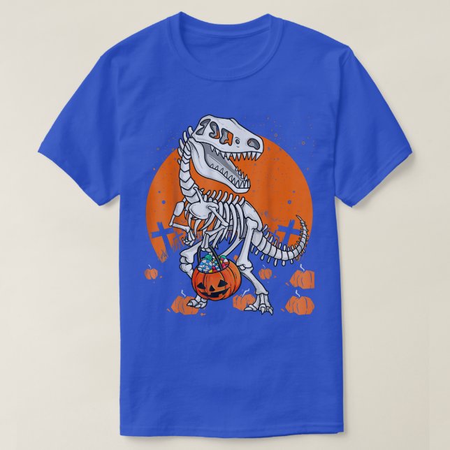 Halloween for Boys Men Dinosaur T Re Skeleton Pump T-Shirt (Design vorne)