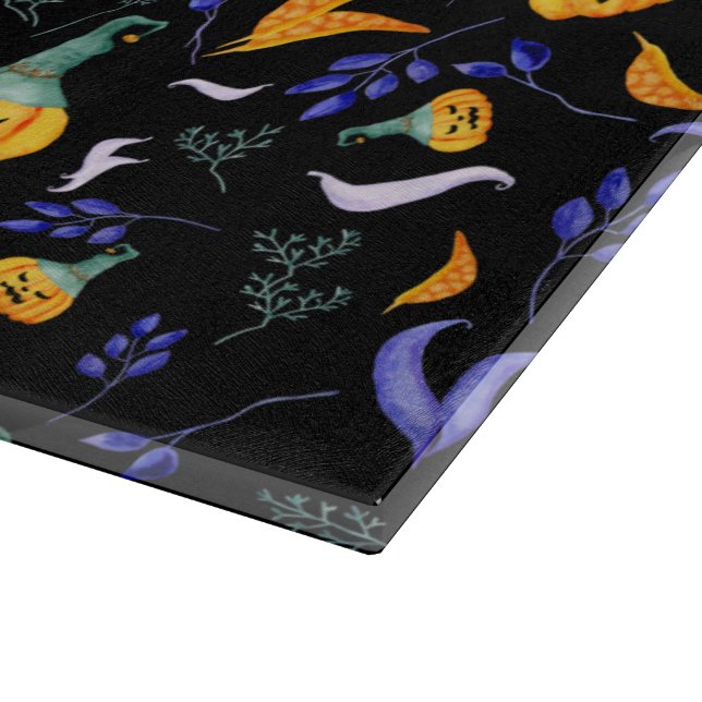 Halloween Forest Glass Cutting Board Schneidebrett (Ecke)