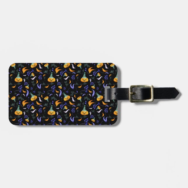 Halloween Forest Luggage Tag Gepäckanhänger (Vorderseite horizontal)