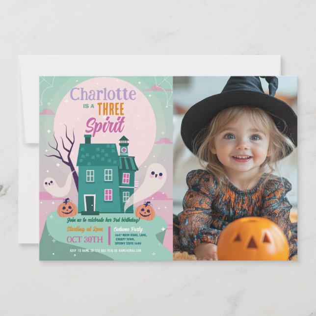 Halloween Foto 3. Ghosts House Party Spuk Einladung (Vorderseite)