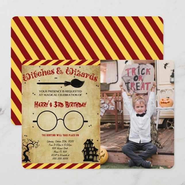 Halloween Foto Einladung (Vorne/Hinten)