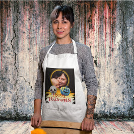 Halloween Foto Skelett und Kürbislaterne Schürze