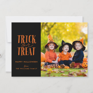Halloween-Fotokarte Trick oder Treat Feiertagskarte