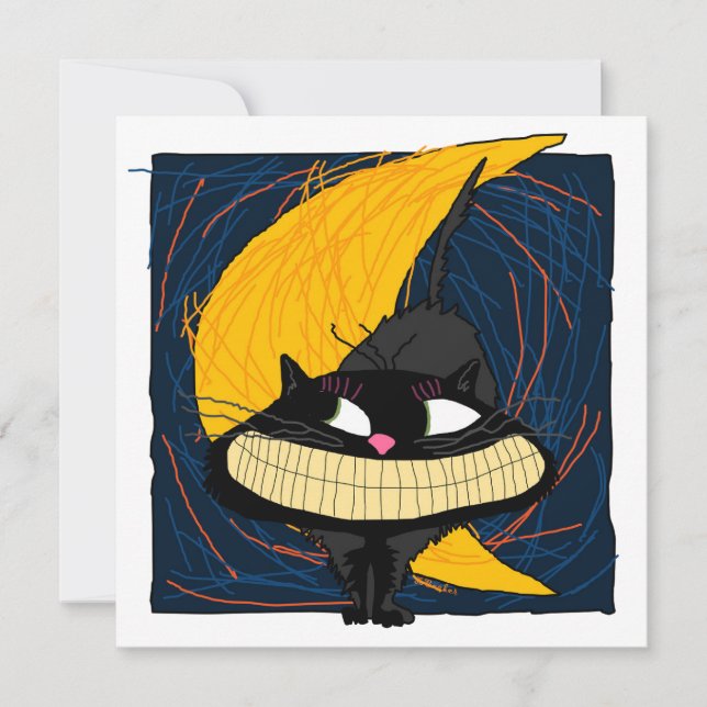 Halloween Fraidy Cat Einladung (Vorderseite)