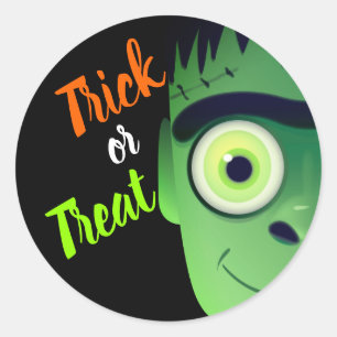 Halloween Frankenstein Monster Trick or Treff Runder Aufkleber