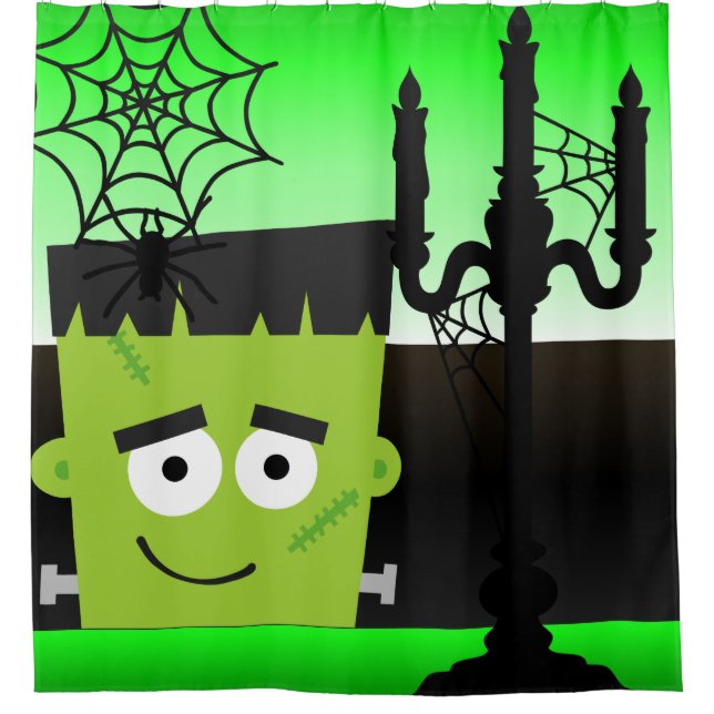 Halloween Frankenstein Spider Webs Candelabra Duschvorhang (Vorderseite)