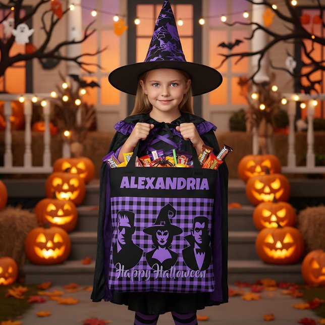 Halloween Frankenstein Witch Vampire Purple Plaid (Von Creator hochgeladen)
