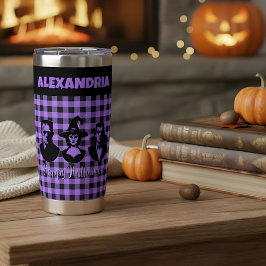 Halloween Frankenstein Witch Vampire Purple Plaid Thermobecher