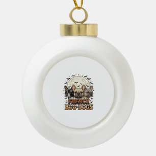 Halloween Französische Boo Hunde Lustig Vintage_1 Keramik Kugel-Ornament