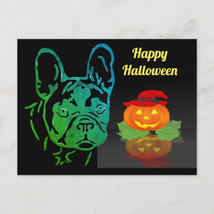 Halloween französische Bulldogge French Bulldog Postkarte