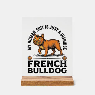Halloween-Französische-Bulldogge-Kürbiskostüm-Shir Acrylschild