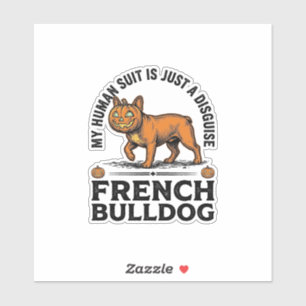 Halloween-Französische-Bulldogge-Kürbiskostüm-Shir Aufkleber