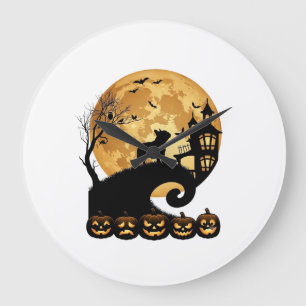 Halloween Französische Bulldogge Mond Gruselige Kü Große Wanduhr