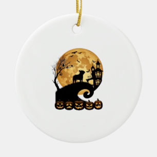 Halloween Französische Bulldogge Mond Gruselige Kü Keramik Ornament