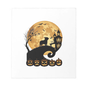 Halloween Französische Bulldogge Mond Gruselige Kü Notizblock
