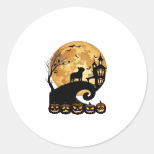 Halloween Französische Bulldogge Mond Gruselige Kü Runder Aufkleber