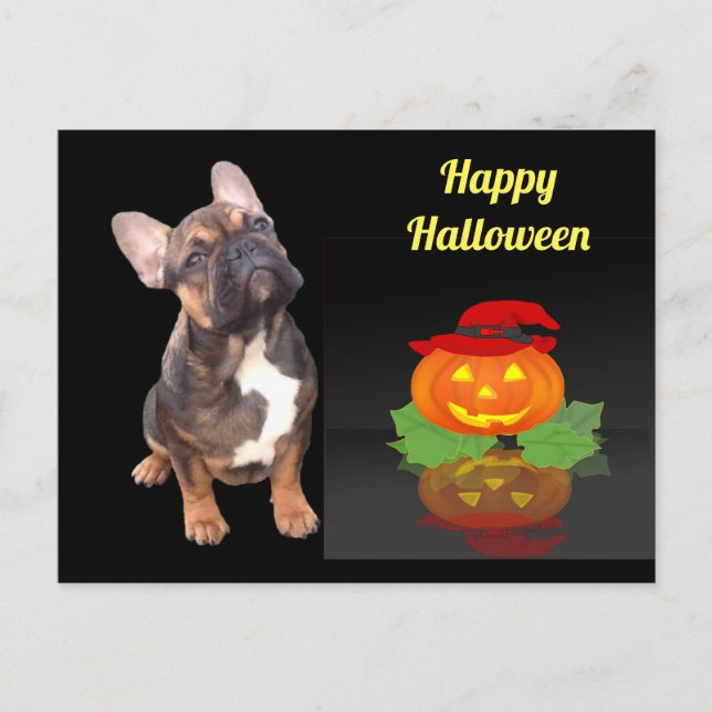 Halloween französische Bulldogge Postkarte (Vorderseite)