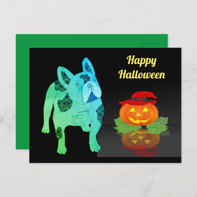 Halloween französische Bulldogge Postkarte (Vorne/Hinten)