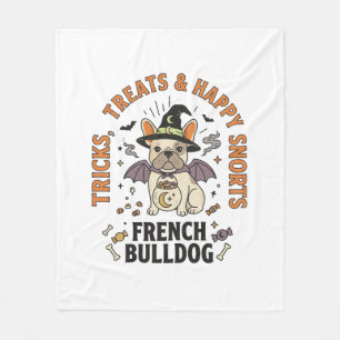 Halloween Französische Bulldogge Trickster Fleecedecke