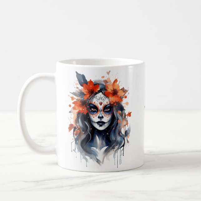 Halloween Frauenhimmel, Aquarellfarben-Tasse Kaffeetasse (Links)