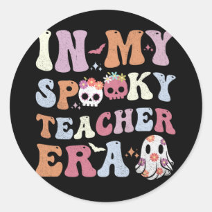 Halloween-Frauenspass in meiner Spooky Teacher Ära Runder Aufkleber