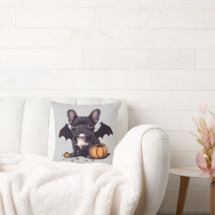 Halloween French Bulldog Bat Wings Pumpkins Kissen