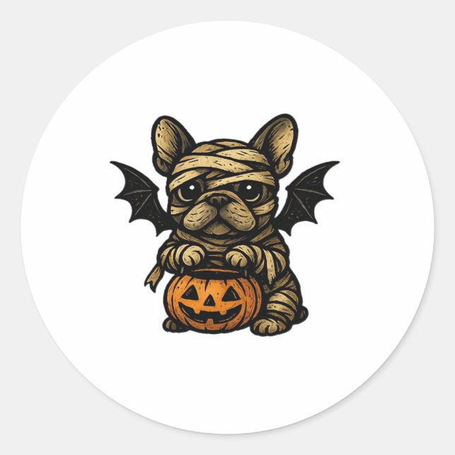 Halloween French Bulldog � Cute Spooky Dog Art Cla Runder Aufkleber (Vorderseite)