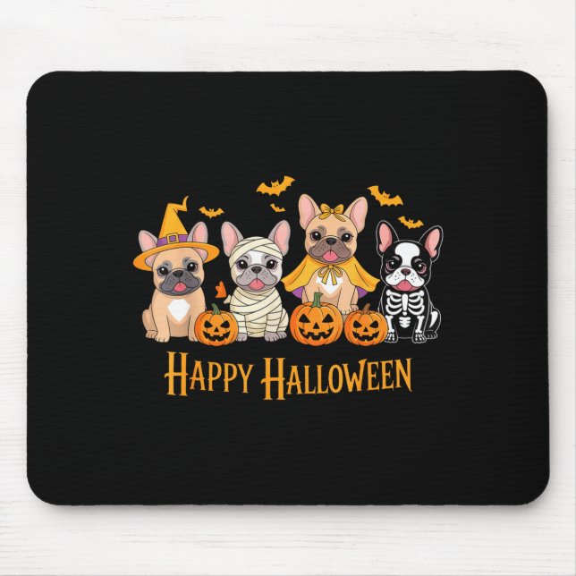 Halloween French Bulldog Dogs Pumpkin Funny  Mousepad (Vorne)