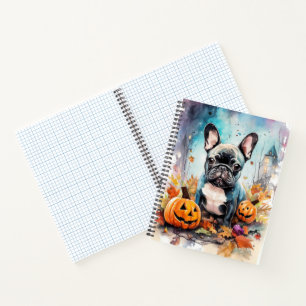 Halloween French Bulldog mit Pumpkins Beängstigend Notizbuch