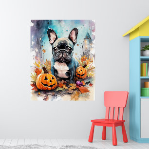 Halloween French Bulldog mit Pumpkins Beängstigend Poster