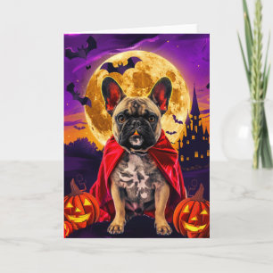 Halloween French Bulldog Vampire Pumpkins Beängsti Karte
