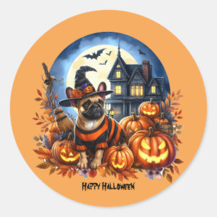 Halloween French Bulldogs Runder Aufkleber