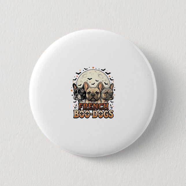 Halloween Frenchie Boo Hunde Lustig Vintage_1 Button (Vorderseite)