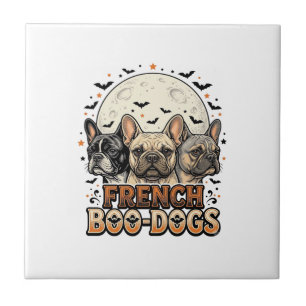 Halloween Frenchie Boo Hunde Lustig Vintage_1 Fliese