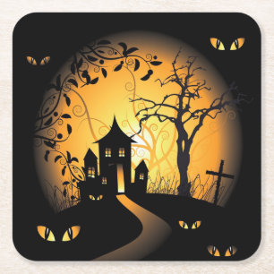 Halloween - frequentierende Augen, die Sie Rechteckiger Pappuntersetzer
