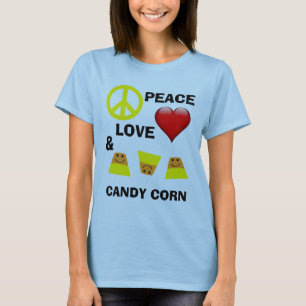 Halloween-FriedensLiebe und Süßigkeits-Mais T-Shirt