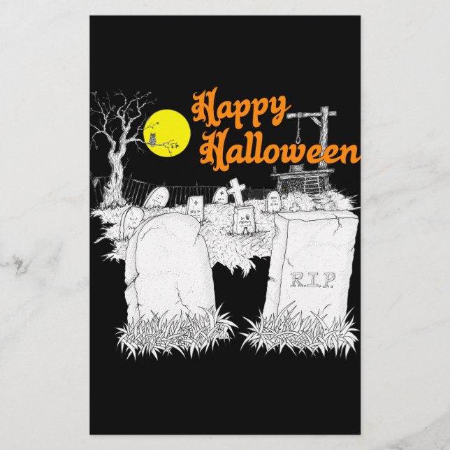 halloween Friedhof Briefpapier (Vorderseite)