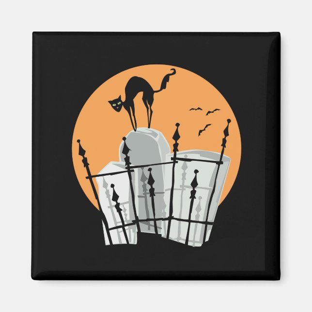 Halloween Friedhof Cat Magnet (Vorne)
