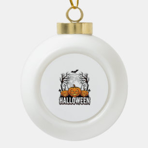 Halloween-Friedhof-Kürbis-vintage Gravur-Desi Keramik Kugel-Ornament