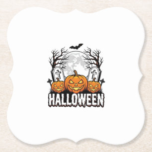 Halloween-Friedhof-Kürbis-vintage Gravur-Desi Untersetzer
